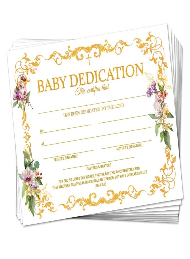 Doodlream 30 Gold Vine Flower Baby Dedication Certificates, 9.8" x 7.8" Blank Baptism Certificates for Church, Dedication Christening Milestone Gifts for Children - Image 1